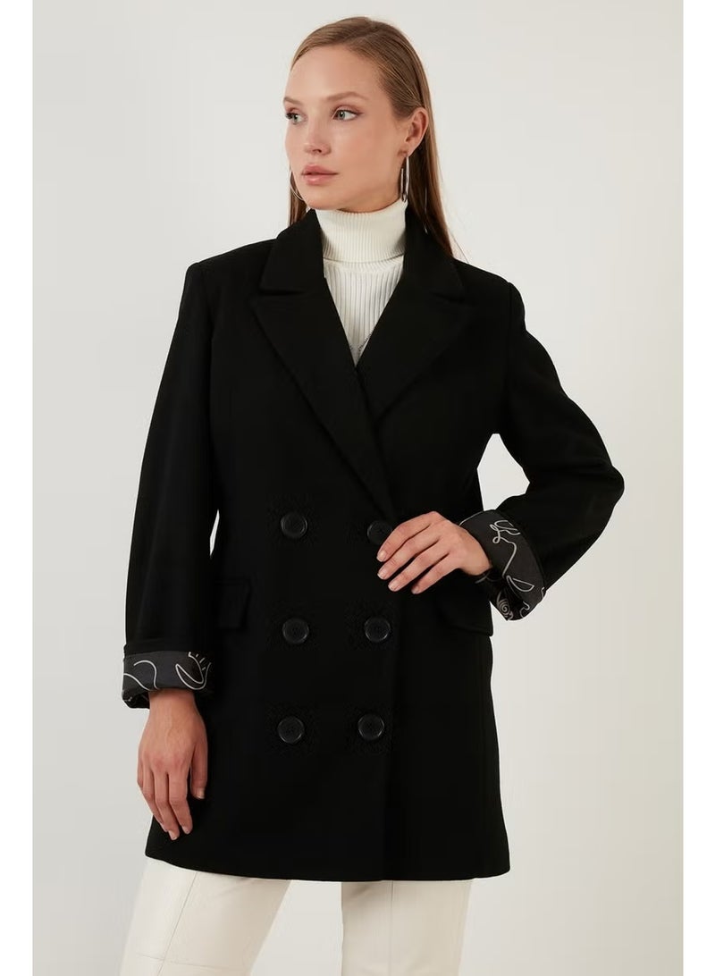 Lela Oversize Double Buttoned Long Coat with Pockets Women's Coat 6230058 - Image 4